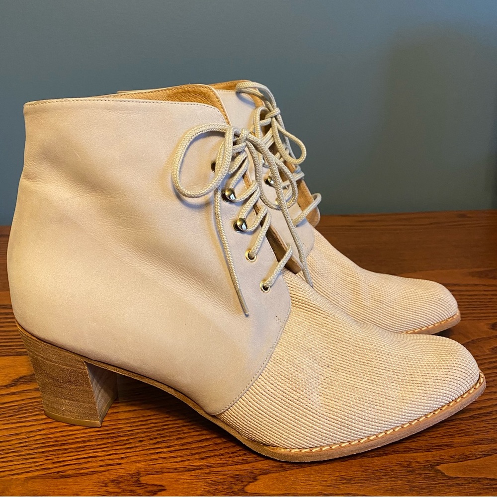 Beautiful suede and canvas booties - originally $200 from Nordstroms.